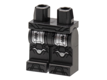 970c00pb1386 - Hips and Legs with Silver Thigh and Knee Armor, Black Trim Pattern