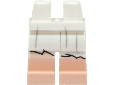 970c00pb1481 - Hips and Legs with Molded Light Nougat Lower Legs / Boots and Printed Tattered Skirt Bottom and Light Bluish Gray Creases Pattern