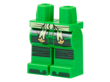 970c00pb1495 - Hips and Legs with Yellowish Green Sash with Gold Ends, Dark Green Skirt, Knee Wrappings, and Toes Pattern