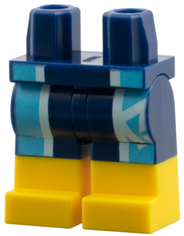 970c00pb1933 - Hips and Legs with Molded Yellow Lower Legs / Boots and Printed Medium Azure and White Stripes Pattern