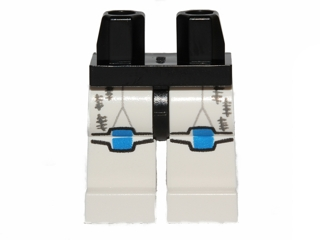 970c01pb14 - Hips and White Legs with Blue Knee Pads and Dark Bluish Gray Tally Marks Pattern