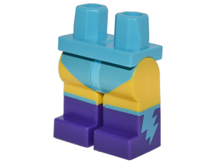 970c03pb30 - Hips and Yellow Legs with Medium Azure Leotard and Dark Purple Boots with Medium Azure Lightning Bolts Pattern