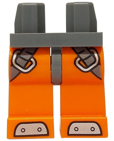 970c04pb07 - Hips and Orange Legs with Dark Bluish Gray Straps Around Thighs and Silver Weights on Feet Pattern