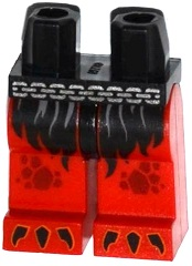 970c05pb17 - Hips and Red Legs with Silver Chain Belt, Fur Shorts, Dark Red Spots and Orange and Black Claws Pattern