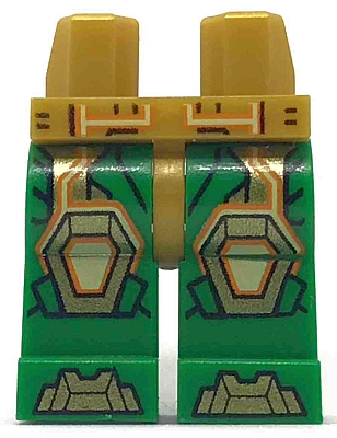 970c06pb08 - Hips and Green Legs with Gold Knee Pads and Armor Toes, Bright Light Yellow and Orange Circuitry Pattern