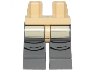 970c85pb17 - Hips and Dark Bluish Gray Legs with Tan Leggings with Dark Tan Horizontal Lines, Black Creases on Knees Pattern