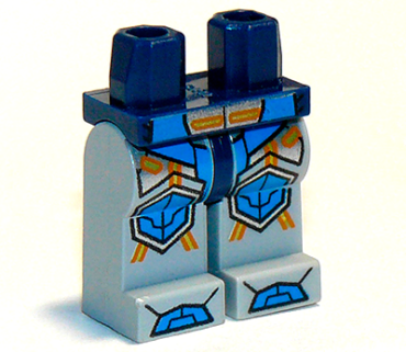 970c86pb24 - Hips and Light Bluish Gray Legs with Blue Armor and Orange and Yellow Circuitry, Blue Hexagonal Knee Pads and Blue Boots Pattern