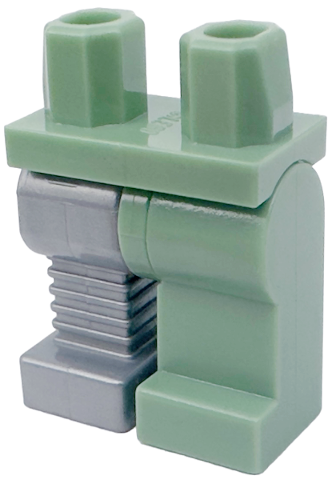 970d15 - Hips and 1 Sand Green Left Leg, 1 Flat Silver Prosthetic / Cybernetic Right Leg (Rodney Rathbone)