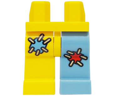 970d37pb01 - Hips and 1 Medium Blue Left Leg with Red Patch, 1 Yellow Right Leg with Medium Blue Patch Pattern
