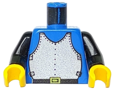 973p40c01 - Torso Castle Silver Breastplate Armor, Black Belt with Yellow Buckle Pattern / Black Arms / Yellow Hands