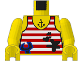 973pabc01 - Torso Adventurers Jungle Tank Top, Stains, Wrench, Anchor Tattoo Pattern / Yellow Arms / Yellow Hands