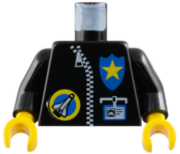 973pb0027c01 - Torso Space Port Logo, Zipper, ID and Police Star Pattern / Black Arms / Yellow Hands