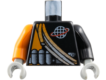 973pb0052c01 - Torso Alpha Team Logo, Orange Stripe, Shoulder Ropes Pattern / Black Arm Left / Orange Arm Right / Light Gray Hands