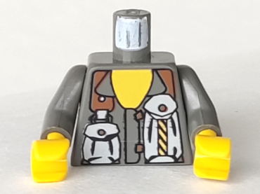 973pb0070c01 - Torso Rock Raiders Two Pouches on Chest Pattern (Docs) / Dark Gray Arms / Yellow Hands