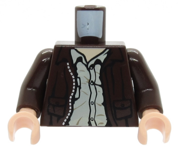 973pb0131c01 - Torso Indiana Jones Leather Jacket, Button Down Shirt Pattern / Dark Brown Arms / Light Nougat Hands