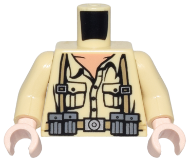 973pb0133c01 - Torso Indiana Jones Open Collar Shirt, Ammo Belt & Suspenders Pattern / Tan Arms / Light Nougat Hands