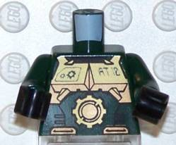 973pb0157c01 - Torso Exo-Force Gold Body Armor with Large Star and 'AT.10' Pattern / Dark Green Arms / Black Hands