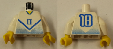 973pb0217c01 - Torso Soccer Blue Chevron, Number 18, and Yellow Neck Pattern / White Arms / Yellow Hands