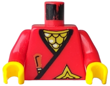 973pb0240c01 - Torso Castle Ninja Wrap, Brown Dagger, Gold Star, Gold Scale Mail Pattern / Red Arms / Yellow Hands