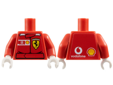 973pb0390c01 - Torso Racers Ferrari Front, Vodafone Back (Stickers) without Driver Name Pattern / Red Arms / White Hands