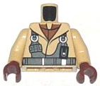 973pb0442c01 - Torso SW Naboo Fighter Jacket with Reddish Brown Undershirt and Dark Bluish Gray Harness Pattern / Tan Arms / Reddish Brown Hands