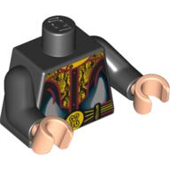 973pb0499c01 - Torso Speed Racer Gold Snakeskin Collar and Belt with Two Snakes Pattern / Black Arms / Light Nougat Hands