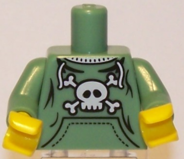 973pb0662c01 - Torso Pockets and Skull and Crossbones Pattern / Sand Green Arms / Yellow Hands