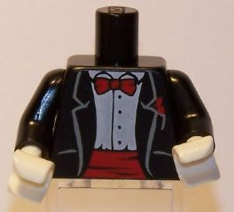 973pb0665c01 - Torso Jacket Formal with White Shirt and Red Bow Tie and Cummerbund Pattern / Black Arms / White Hands