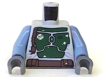 973pb0674c01 - Torso SW Mandalorian Armor Plates Dark Green Pattern (Boba Fett) / Sand Blue Arms / Dark Bluish Gray Hands