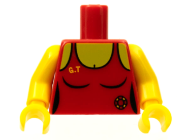 973pb0710c01 - Torso Female Swimsuit with Lifeguard Ring and Yellow 'G.T' Pattern / Yellow Arms / Yellow Hands