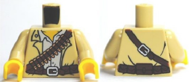 973pb0781c01 - Torso Pharaoh's Quest Tan Vest, White Shirt, Bandolier and Silver Buckle Pattern (Jake Raines) / Tan Arms / Yellow Hands