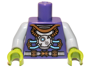 973pb0804c01 - Torso Space with Tubes Pattern / Light Bluish Gray Arms / Lime Hands