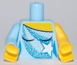973pb0845c01 - Torso Ice Skating Costume with White Sequins and Star Pattern / Yellow Arm Left / Bright Light Blue Arm Right / Yellow Hands
