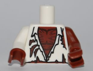 973pb0851c01 - Torso Shirt Tattered with Werewolf Hairy Chest Pattern / Reddish Brown Arm Left / White Arm Right / Reddish Brown Hands