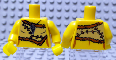 973pb0933c01 - Torso Female Animal Skin Top with Black and Silver Amulet Pattern / Yellow Arms / Yellow Hands