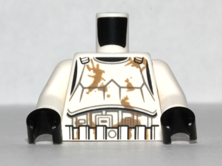 973pb0979c01 - Torso SW Armor Stormtrooper, Detailed Armor, Dirt Stains Pattern / White Arms / Black Hands