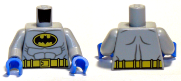 973pb1002c02 - Torso Batman Logo in Yellow Oval with Muscles and Yellow Belt Front and Back Pattern / Light Bluish Gray Arms / Blue Hands