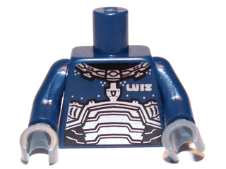 973pb1093c01 - Torso Space Armor with 'LUIZ' Pattern / Dark Blue Arms / Dark Bluish Gray Hands