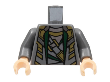 973pb1103c01 - Torso Suit with Dark Green Lapels, Silver and Gold Highlights Pattern / Dark Bluish Gray Arms / Light Nougat Hands