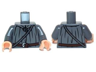 973pb1142c01 - Torso LotR Cloak with Rope and Belt Pattern (Gandalf) / Dark Bluish Gray Arms / Light Nougat Hands