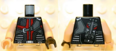 973pb1178c01 - Torso Vest with Dark Red and Black Straps / Quiver Pattern (Hawkeye) / Light Nougat Arms / Light Nougat Hand Right / Black Hand Left