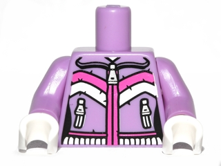 973pb1231c01 - Torso Female Zipper, 2 Zipper Pockets and Pink and White Stripes Pattern / Medium Lavender Arms / White Hands