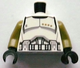 973pb1287c01 - Torso SW Armor Clone Trooper Sergeant Black Belt and Four Olive Green Stars Pattern / Olive Green Arms / Black Hands