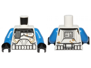 973pb1299c01 - Torso SW Armor Captain Rex, Dirt Stains and Tally Marks Pattern (Clone Wars) / Blue Arms / Black Hands