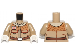 973pb1315c01 - Torso SW Hoth Rebel Jacket with Pockets and Brown Belt Pattern / Dark Tan Arms / White Hands