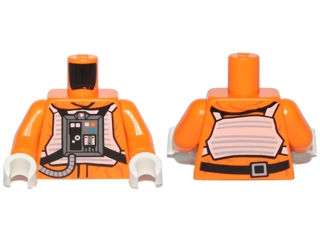 973pb1316c01 - Torso SW Rebel Pilot with Black Belt with Buckle on Back Pattern / Orange Arms / White Hands