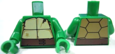973pb1342c01 - Torso Tan and Dark Tan Turtle Shell with Crack, Dark Brown Belt Pattern / Green Arms / Green Hands