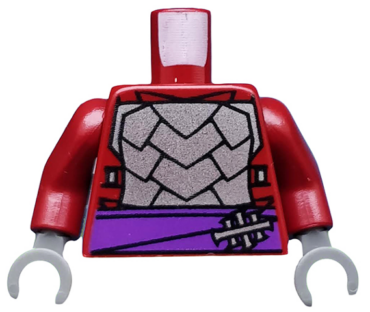 973pb1368c01 - Torso Armor with Dark Purple Belt with Silver Clasp Pattern / Dark Red Arms / Dark Bluish Gray Hands