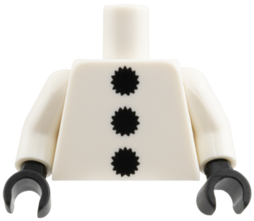 973pb1398c01 - Torso 3 Black Pom Poms Pattern / White Arms / Black Hands