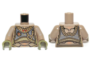 973pb1493c01 - Torso SW Elaborate Golden Geonosian Armor Pattern / Dark Tan Arms / Olive Green Hands